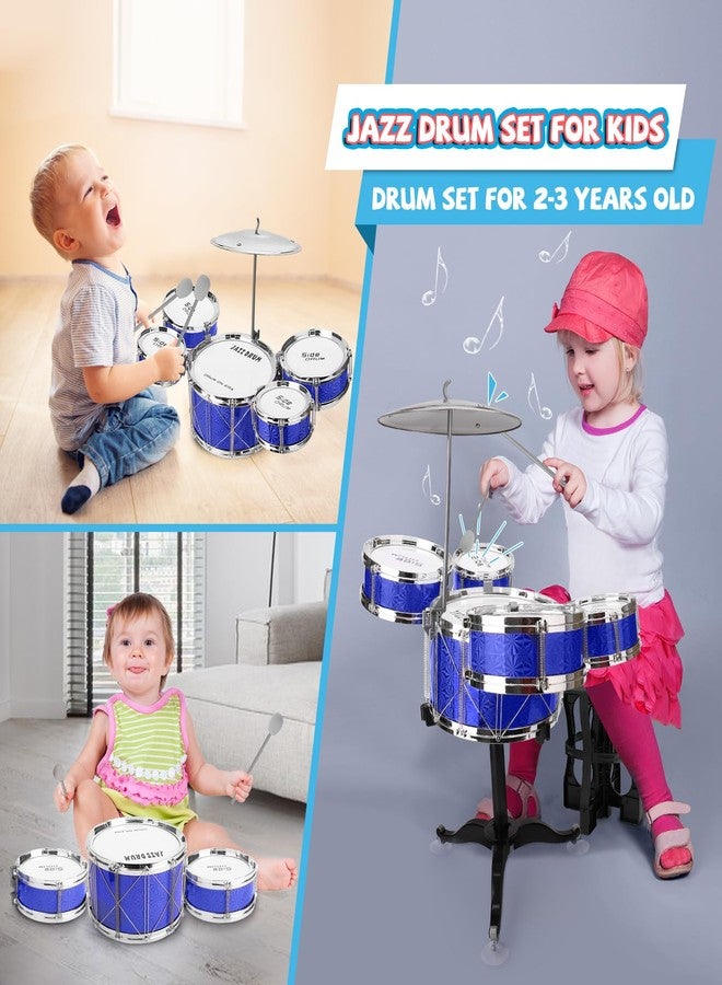 CHADRIGIVS Toddler Drum Set Kids Jazz Drum Kit 8 Piece - Educational Percussion Musical Instruments Toy Playset Christmas Birthday Gift for Boys Girls, Blue - Image 2
