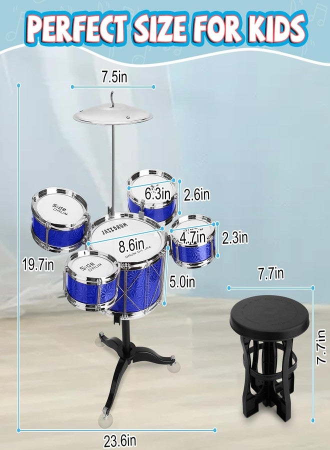CHADRIGIVS Toddler Drum Set Kids Jazz Drum Kit 8 Piece - Educational Percussion Musical Instruments Toy Playset Christmas Birthday Gift for Boys Girls, Blue - Image 4