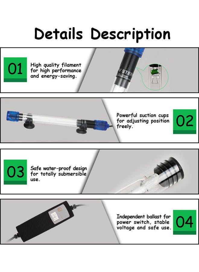 NIBEMINENT 9W UV Light Sterilizer Lamp For Aquarium Blue - Image 4