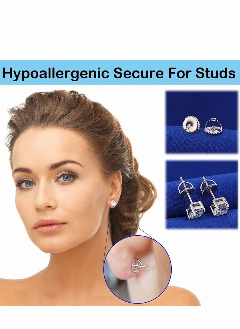 Excefore - Locking Earring, Plated, Back Replacements Secure for Diamond Studs, Screw On Earring Backs For Hypoallergenic ScrewBacks Fit Post(0.7～1.0mm, 6PCS) - Image 1