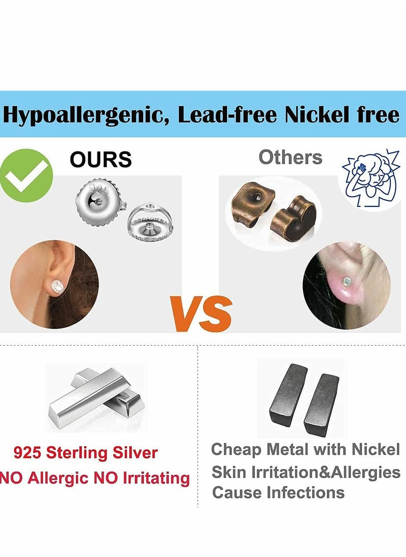 Excefore - Locking Earring, Plated, Back Replacements Secure for Diamond Studs, Screw On Earring Backs For Hypoallergenic ScrewBacks Fit Post(0.7～1.0mm, 6PCS) - Image 1