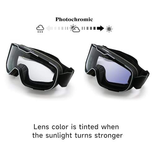 EnzoDate Photochromic Motorcycle Goggles with TPU Frame, PC Anti-Collision Lens, Three-Layer Sponge Windproof Design, Sports Glasses, Black - Image 2