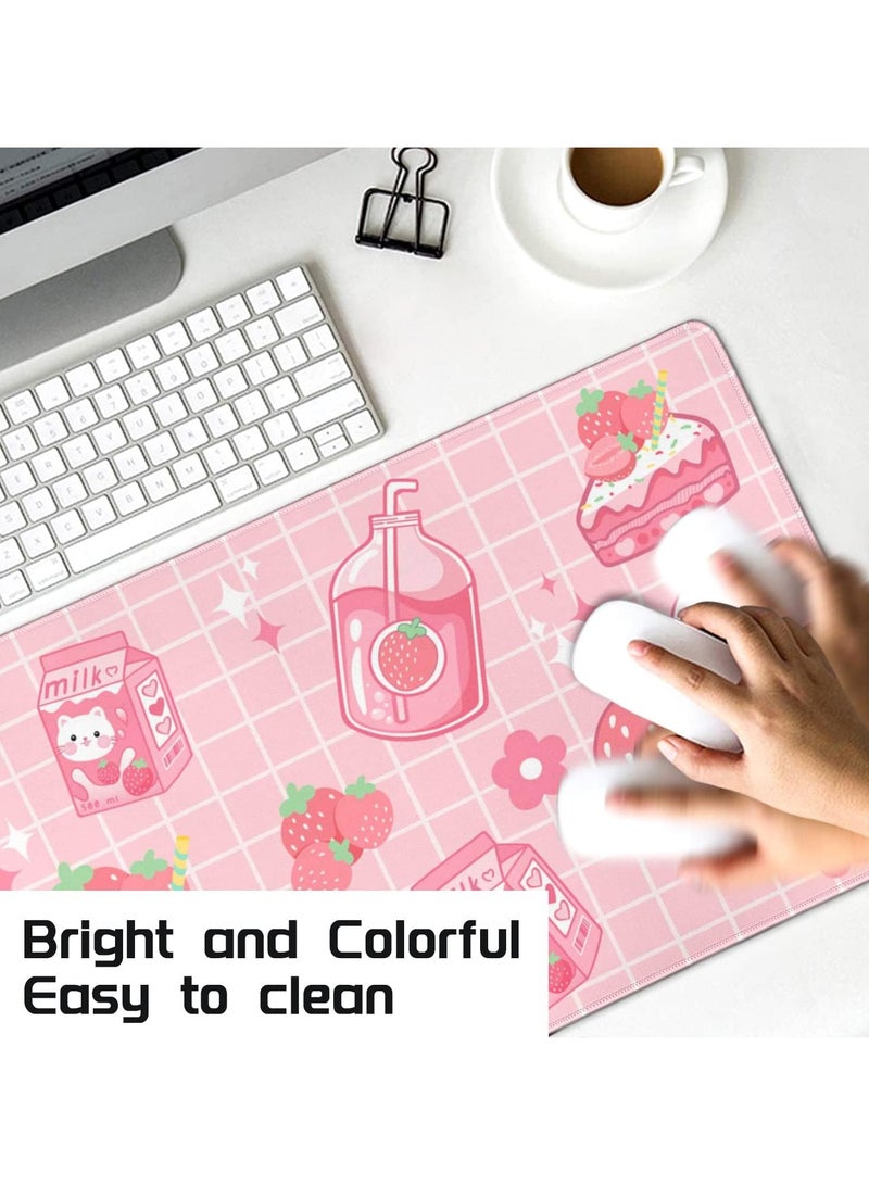 general Kawaii Gaming Mouse Pad, Kawaii Strawberry Milk Mouse Pad, Kawaii Strawberry Decorative Accessory, 31.5 x 11.8 inches - Image 5