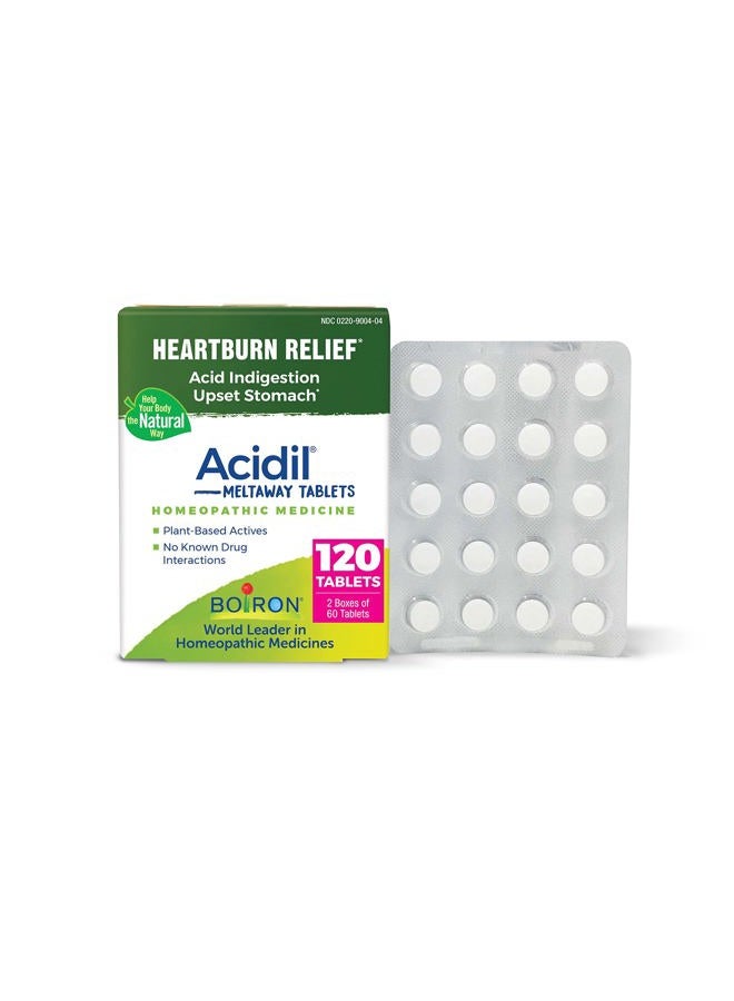 Boiron Acidil for Relief of Acid Reflux, Heartburn, Indigestion, and Upset Stomach (2 Pack of 60) - Image 1