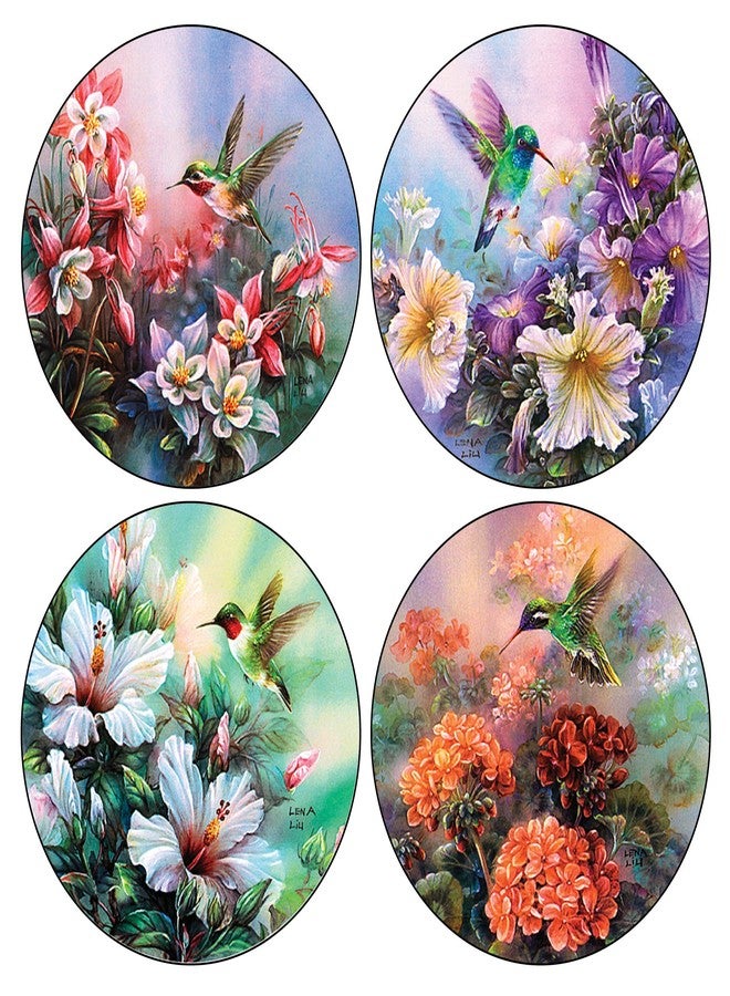 CoasterStone Absorbent Coasters, 4-1/4-Inch, Hummingbirds in Floral, Set of 4 - Image 1