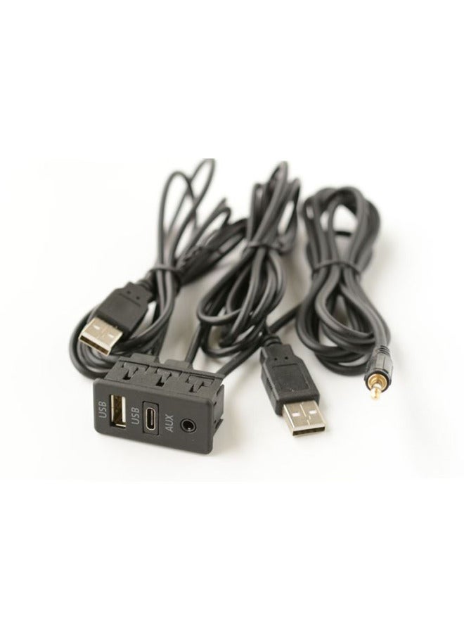 Car Modification Universal USB Interface USB Type C Data Interface AUX Audio Input Panel Extension Cable-Line Length:1.5 M - Image 1