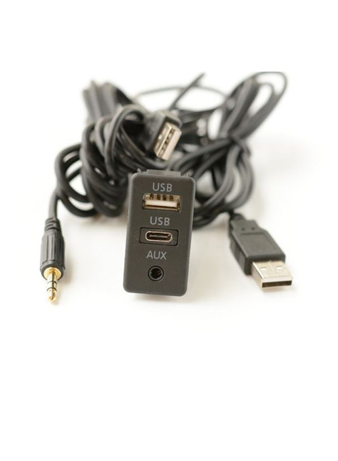 Car Modification Universal USB Interface USB Type C Data Interface AUX Audio Input Panel Extension Cable-Line Length:1.5 M - Image 2