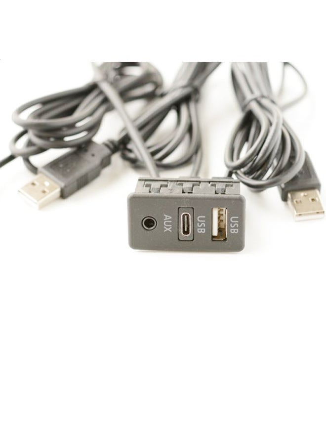 Car Modification Universal USB Interface USB Type C Data Interface AUX Audio Input Panel Extension Cable-Line Length:1.5 M - Image 3