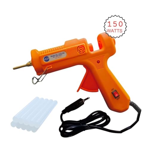 VCR 150W Professional Hot Melt Glue Gun Long Nozzle - Triple Power Rapid Heating Gun with ON/Off Switch for Precise Glue Output - Easy To Use Glue Gun + 10 Transparent - 11mm Glue Sticks - VCR 152 - Image 2