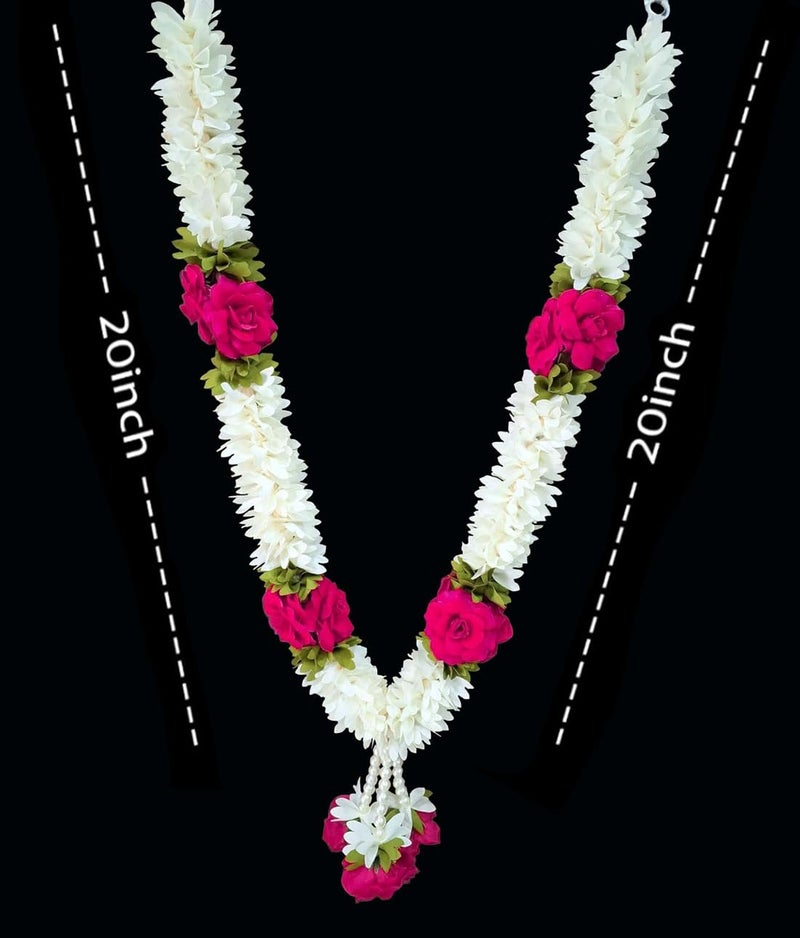 Tia Crafts Cloth Handmade Artificial Garland Flower Mala, Rose Flower mala for Pooja and Photo Frame (Pink Roses) - Image 3