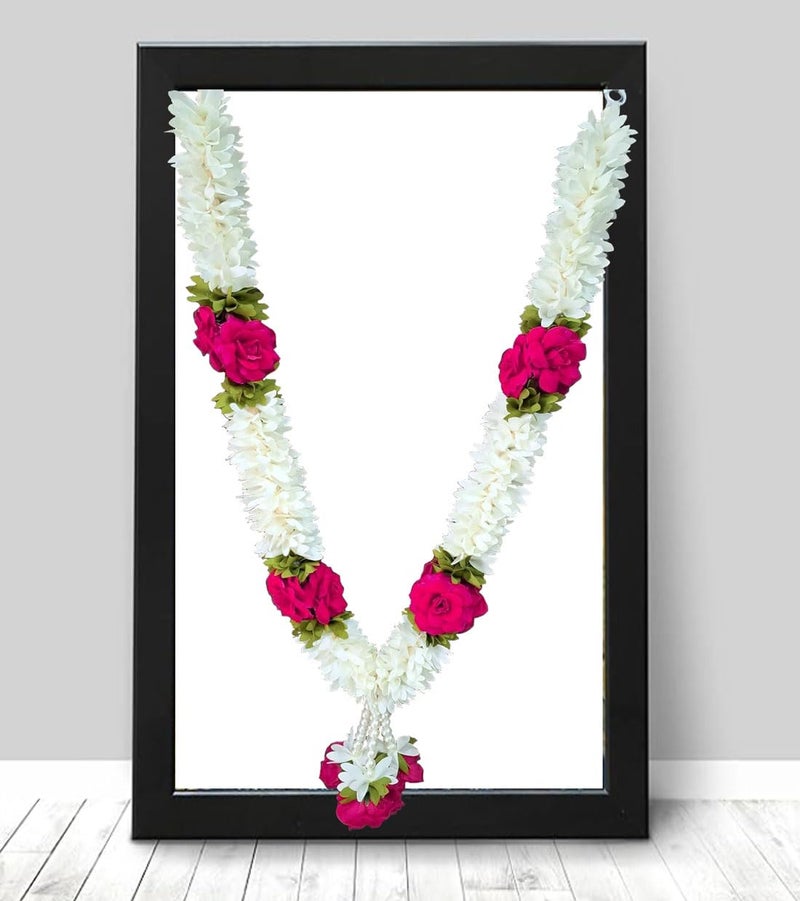 Tia Crafts Cloth Handmade Artificial Garland Flower Mala, Rose Flower mala for Pooja and Photo Frame (Pink Roses) - Image 4