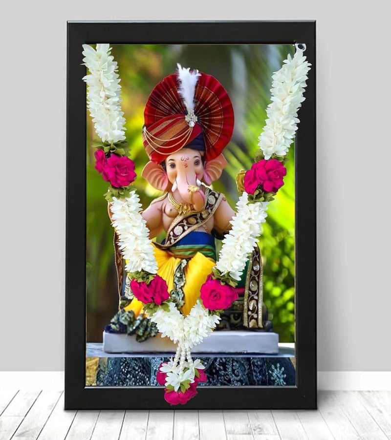 Tia Crafts Cloth Handmade Artificial Garland Flower Mala, Rose Flower mala for Pooja and Photo Frame (Pink Roses) - Image 2
