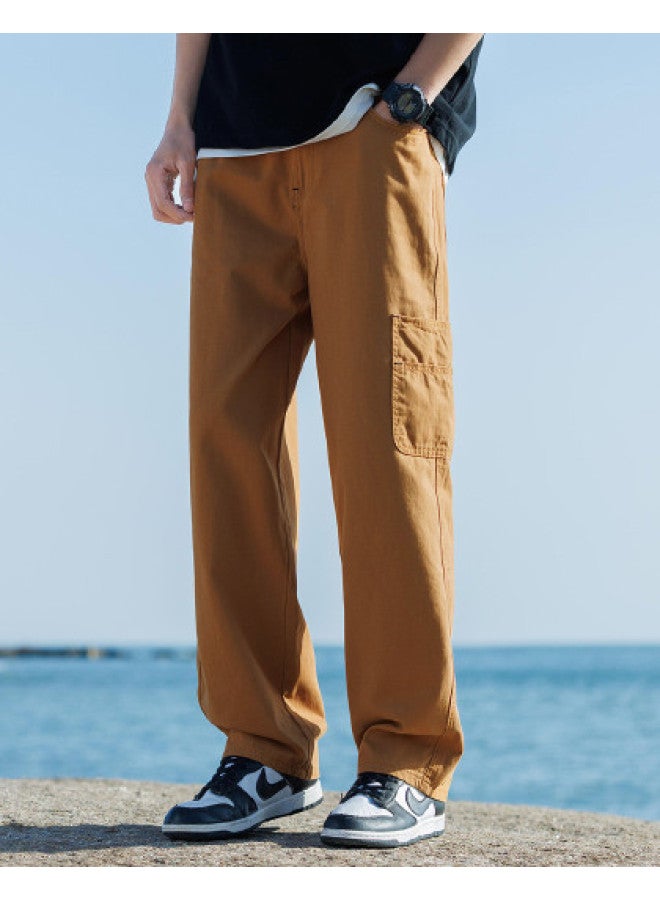 TonLion solid Color Versatile High Street Hip-hop Cargo Straight Leg Jeans Men's Spring Trousers - Image 1