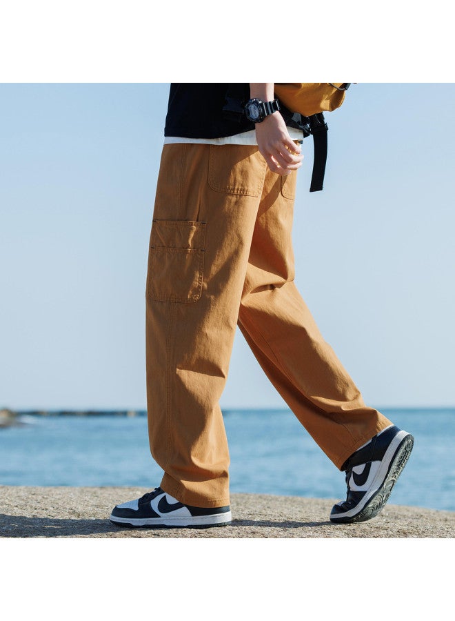 TonLion solid Color Versatile High Street Hip-hop Cargo Straight Leg Jeans Men's Spring Trousers - Image 4