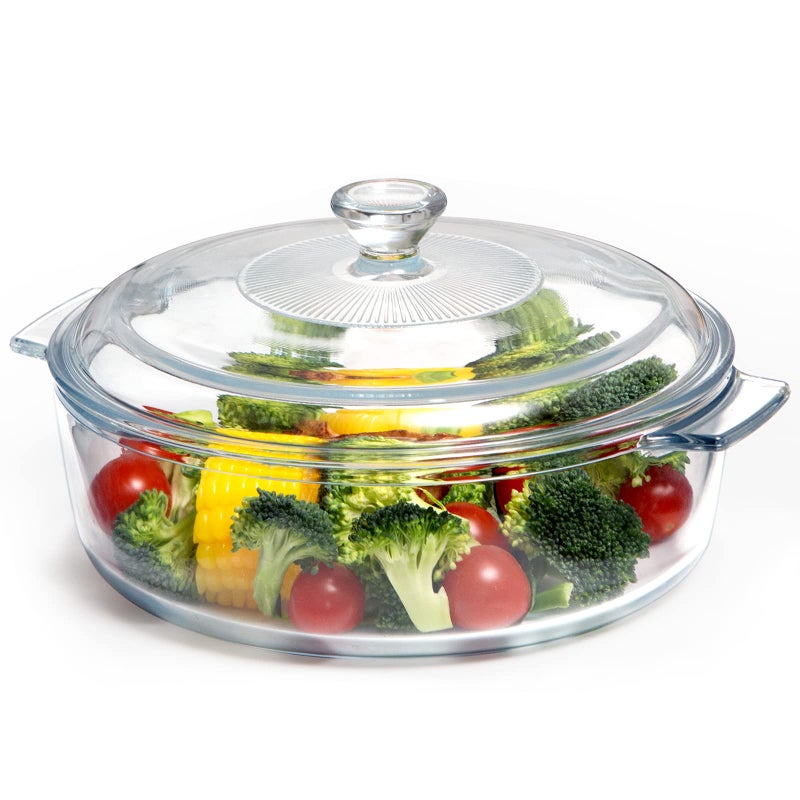NUTRIUPS Small Glass Casserole Dish with Lid Oven Safe Covered Round Casserole Dish 8 Glass Microwavable Bowl With Lid Microwavable Cookware Small17L
