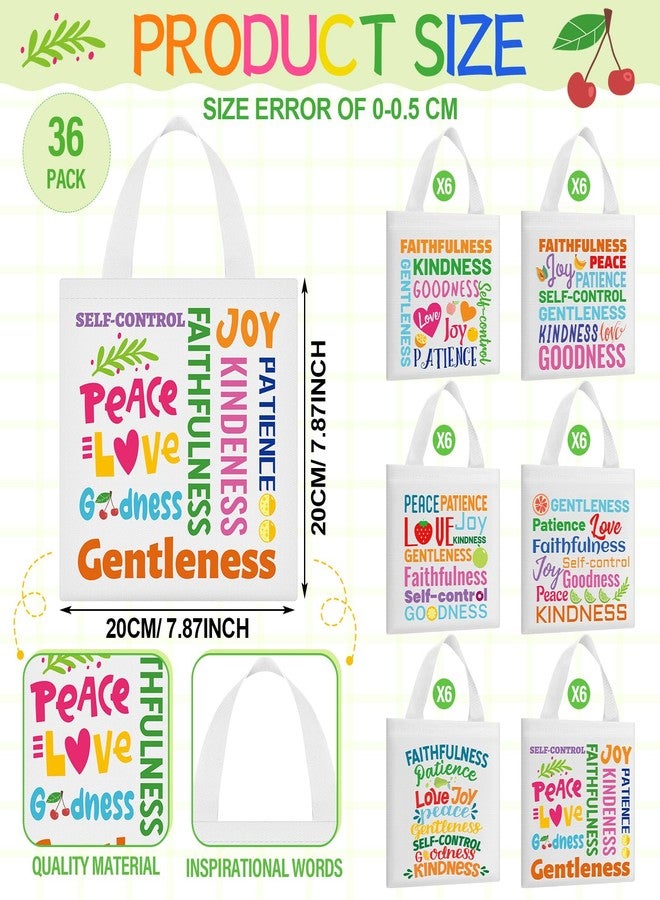 SilTriangle 36 Pcs Fruit of the Spirit Tote Bags for Kids Religious Bible Verse Tote Christian Gift Bags with Handles Party Favor for Easter Gifts Sunday School Church Party Supplies - Image 2