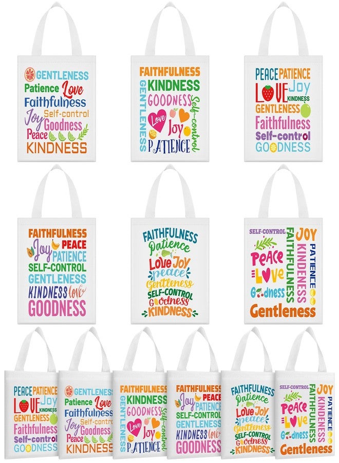 SilTriangle 36 Pcs Fruit of the Spirit Tote Bags for Kids Religious Bible Verse Tote Christian Gift Bags with Handles Party Favor for Easter Gifts Sunday School Church Party Supplies - Image 1