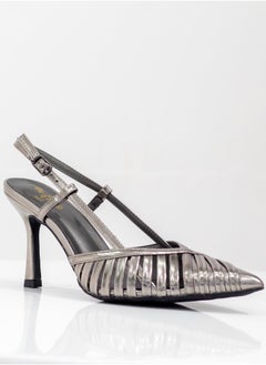 LAMARAPARIS Slinky closed strippy 6cm heel sling back pewter  - Image 1
