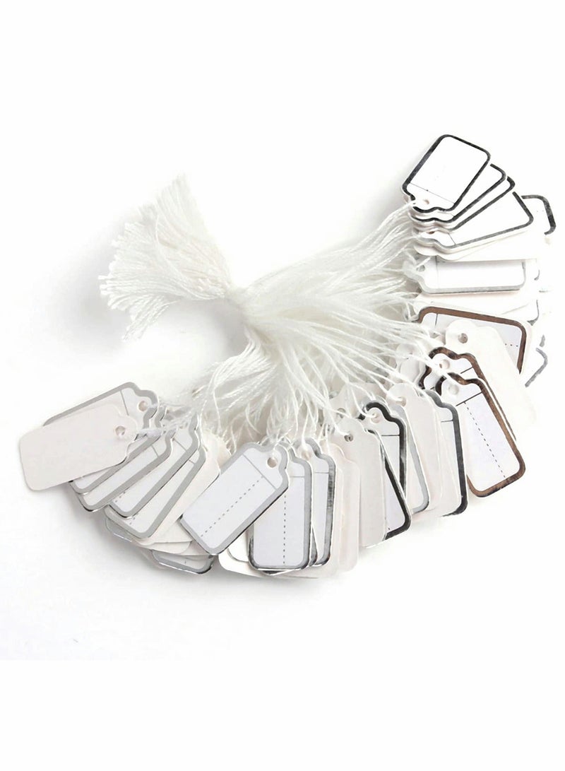 Generic Price Tags, 500pcs White Jewelry Price Tags Clothing Price Tags, Tag Card Writable, Plastic Paper Material with Rope.  - Image 1