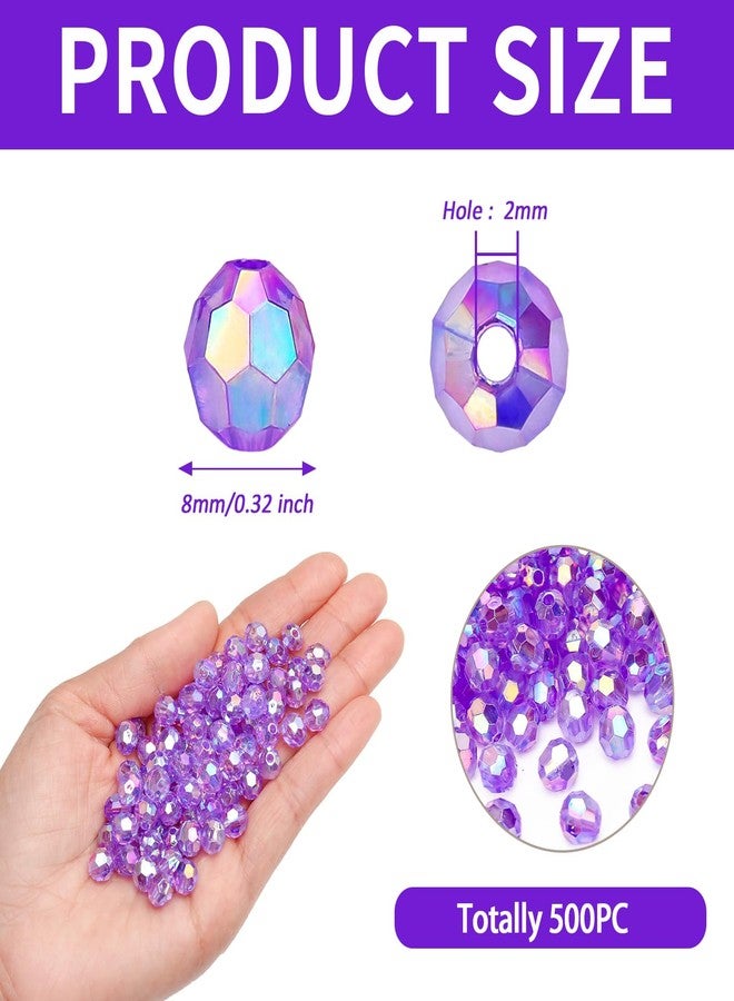BONNY BOXX 500pcs 8mm Acrylic Faceted Round Crystal Beads Transparent Purple AB Loose Spacer Craft Beads for DIY Bracelet Necklace Earring Keychain Jewelry Making Bags Decoration - Image 2