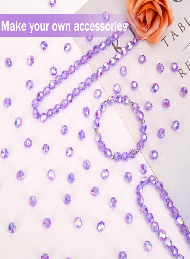 BONNY BOXX 500pcs 8mm Acrylic Faceted Round Crystal Beads Transparent Purple AB Loose Spacer Craft Beads for DIY Bracelet Necklace Earring Keychain Jewelry Making Bags Decoration - Image 3