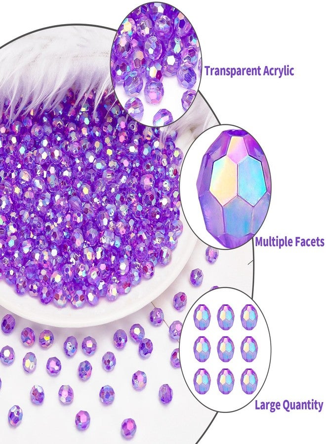 BONNY BOXX 500pcs 8mm Acrylic Faceted Round Crystal Beads Transparent Purple AB Loose Spacer Craft Beads for DIY Bracelet Necklace Earring Keychain Jewelry Making Bags Decoration - Image 4