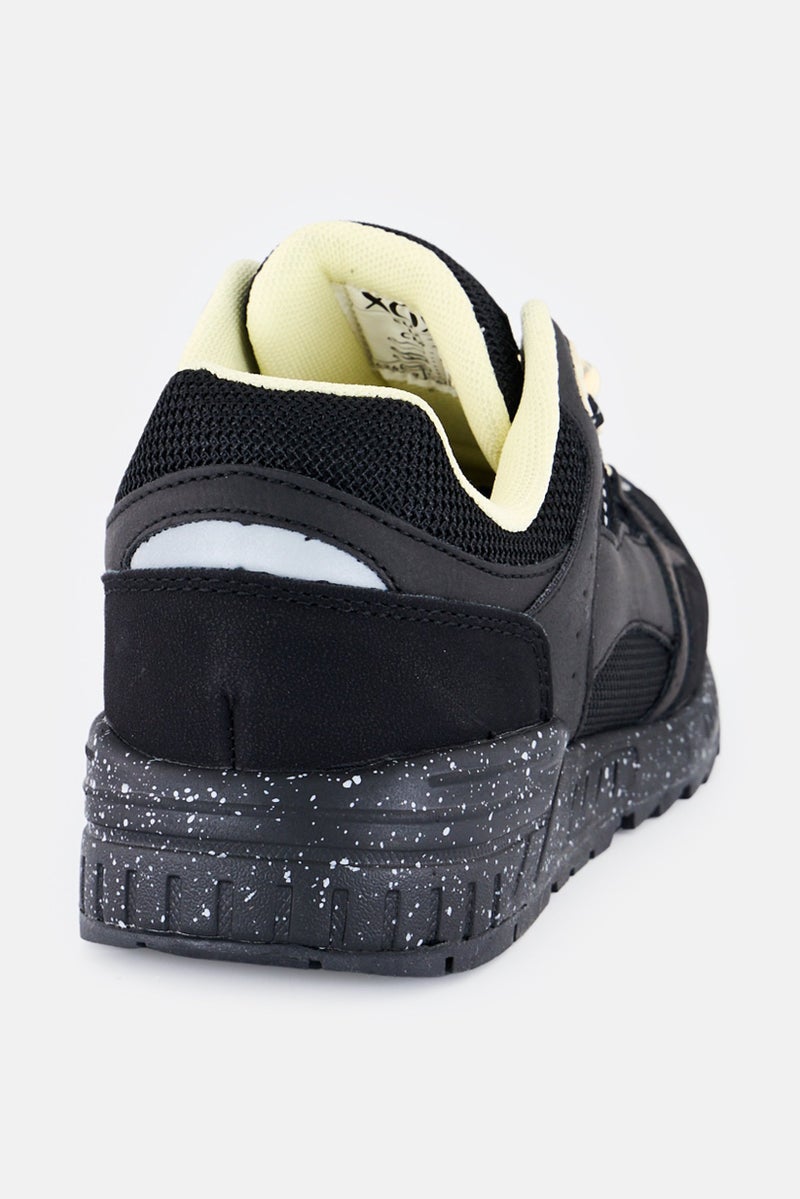 XOXO Women Brand Logo Lace Up Casual Sneakers, Black - Image 4