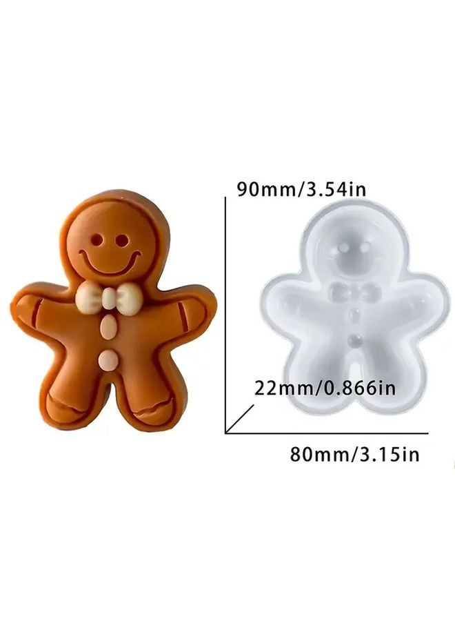 White Silicone Gingerbread Man Mold For Clay Candle Epoxy Resin  Decor - Image 1