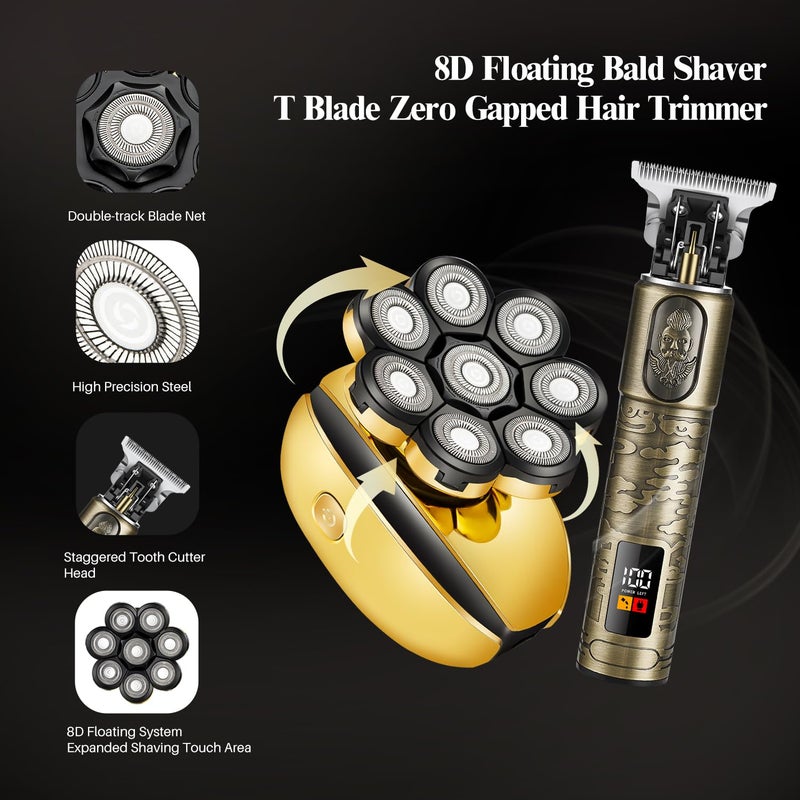 ROZIAPRO Head Shavers for Bald Men & Professional Hair Trimmer Zero Gapped T-Blade Trimmer, Multifunctional Bald Shavers Rechargeable Edgers Barber Clippers Men’s Grooming Kit - Image 5