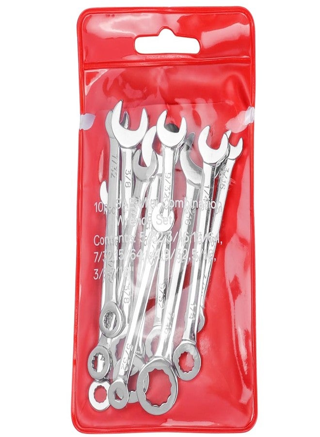 آيتش مجموعة مفاتيح ربط صغيرة مفتوحة وصندوقية من Eyech، مكونة من 10 قطع، ومجموعة مفاتيح ربط سقاطة، ومجموعة مفاتيح ربط مركبة صغيرة، مقاس 5/32 بوصة - 7/16 بوصة - Image 1