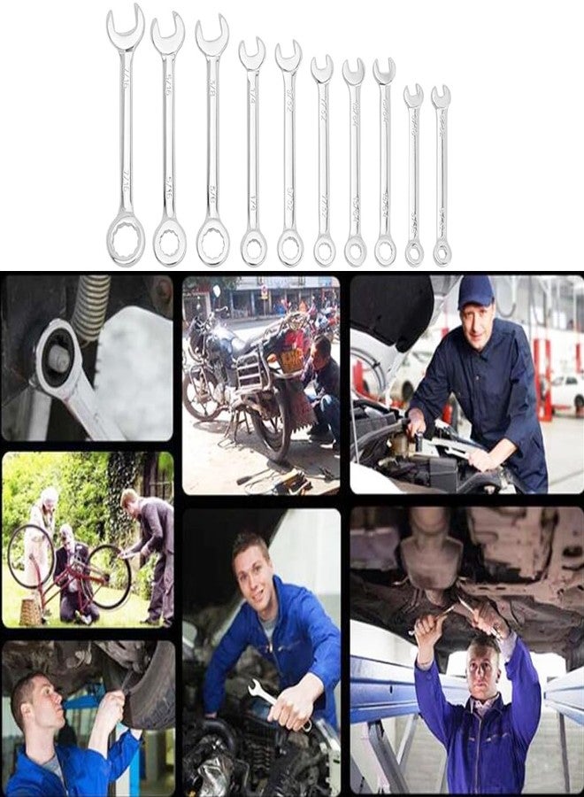 آيتش مجموعة مفاتيح ربط صغيرة مفتوحة وصندوقية من Eyech، مكونة من 10 قطع، ومجموعة مفاتيح ربط سقاطة، ومجموعة مفاتيح ربط مركبة صغيرة، مقاس 5/32 بوصة - 7/16 بوصة - Image 4