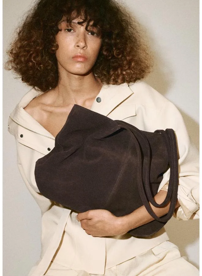 Mango  Suede Leather Shopper Bag for Women | Best Price UAE