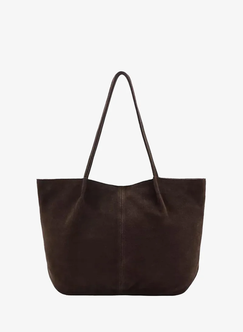 Mango  Suede Leather Shopper Bag for Women | Best Price UAE