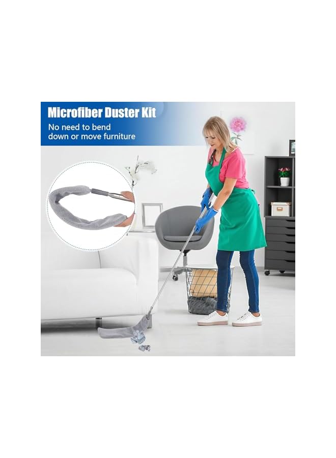 promass Dusters for Cleaning,8Pcs Feather Duster with Extension Pole Up to 100'',Extendable Bendable Washable Long Feather Duster for Cleaning Ceiling Chandelier,High Ceiling,Furniture - Image 5