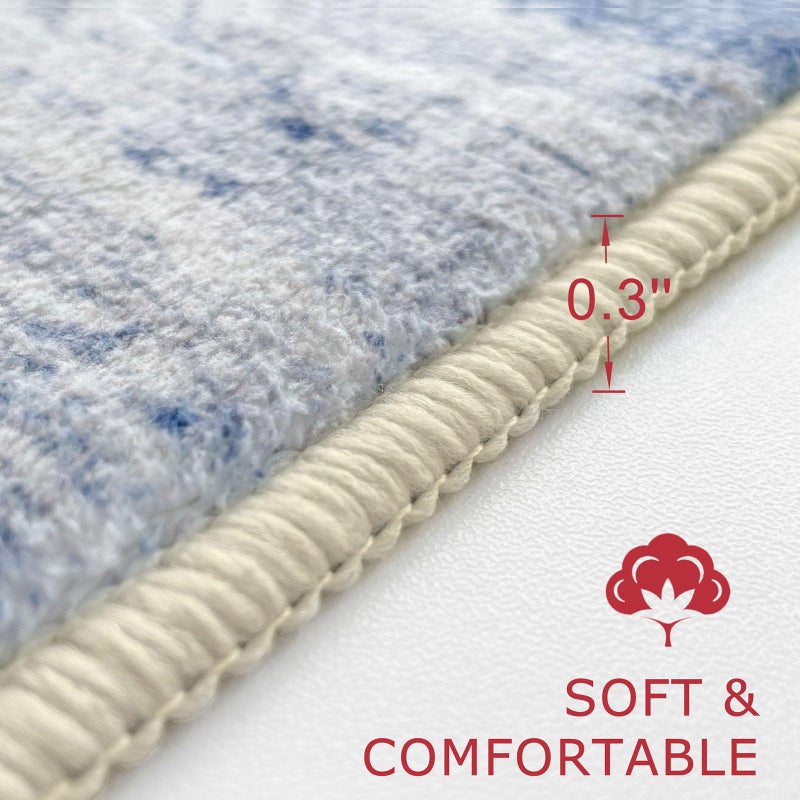 KOZYFLY Modern Abstract Rugs for Entryway 2x3  Washable Kitchen Rug Non-Slip Soft Small Bathroom Rug  Grey-Blue Striped Entryway Rugs Abstract Faux Wool Doormat for Bedside Entrance Bedroom Sink - Image 4