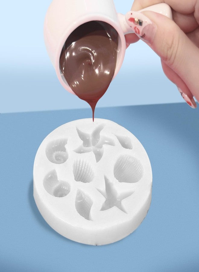 Ysqool 2Pcs Mermaid Chocolate Molds Silicone, Marine Theme Fondant Molds,Mermaid Tail, Seashell, Starfish, Seahorse, Conch Mermaid Molds for DIY Crafts Baking Candy Polymer Clay Soap & Cake Decoration - Image 4