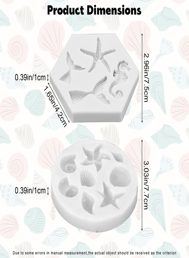 Ysqool 2Pcs Mermaid Chocolate Molds Silicone, Marine Theme Fondant Molds,Mermaid Tail, Seashell, Starfish, Seahorse, Conch Mermaid Molds for DIY Crafts Baking Candy Polymer Clay Soap & Cake Decoration - Image 2