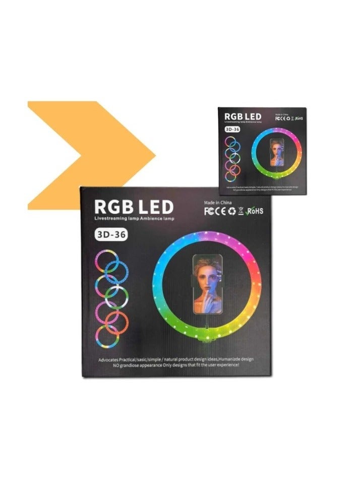 باس تيك إضاءة حلقية LED RGB للتصوير الفوتوغرافي ثلاثية الأبعاد - 36 - Image 2