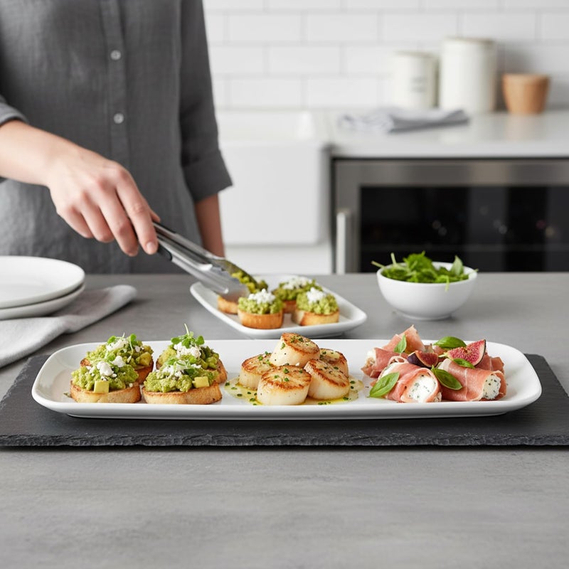 Blue Sky Rectangle White Serving Tray (2-Pack) - 17.5" Disposable Serving Platter for Appetizer, Fruits & Serving Dishes | Perfect Plastic Tray for Party Serveware - Image 4