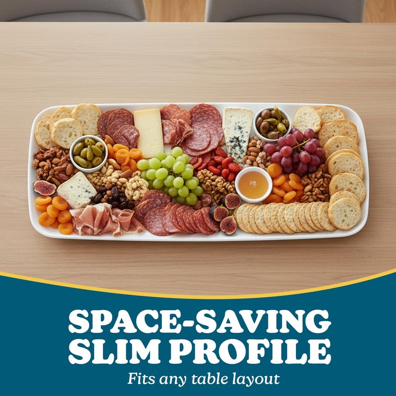 Blue Sky Rectangle White Serving Tray (2-Pack) - 17.5" Disposable Serving Platter for Appetizer, Fruits & Serving Dishes | Perfect Plastic Tray for Party Serveware - Image 3