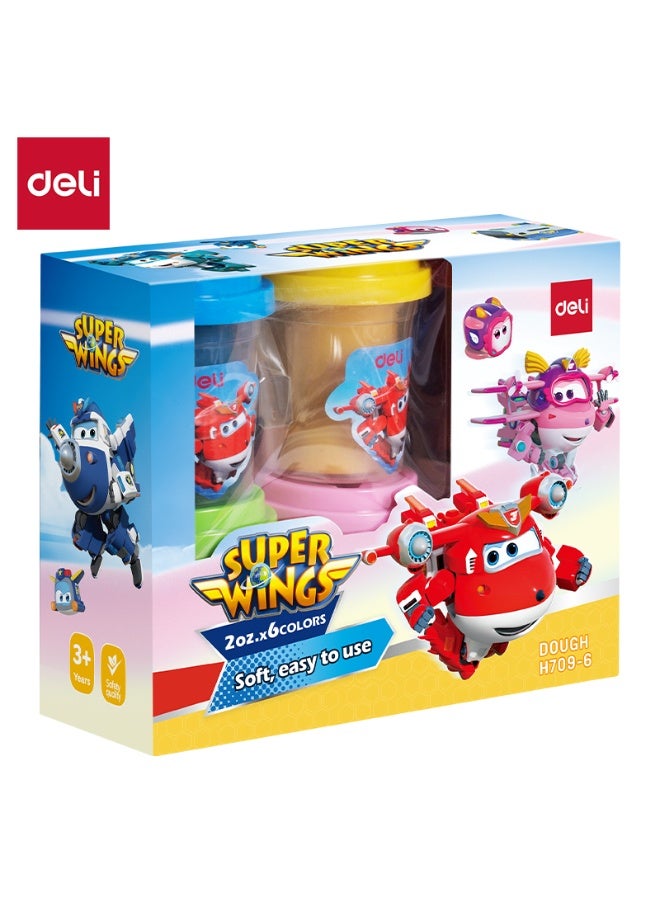 Deli EH709-6 Modeling Dough – 6 Assorted Colors, Soft & Easy to Mold, Bright Colors, Safe & Mixable for Kids - Image 1