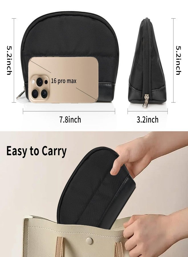 Ethereal Small Makeup bag for Purse, Cute Cosmetic Bag Portable Mini Makeup Pouch for Women Black - Image 4