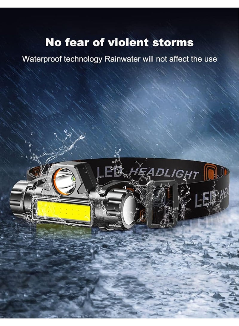 LED headlamp Flashlight 4-Pack LED Rechargeable Headlamp Headlight for Running, Camping, Hiking and More Lumens USB Rechargeable Headlight, Outdoor Camping Cycling Fishing, headlamp Flashlight - Image 5