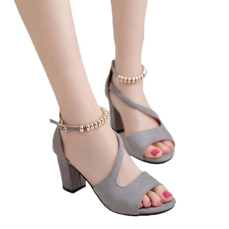 Foreign trade plus size summer new style Roman block heel sandals women''s casual peep toe high heels - Image 5
