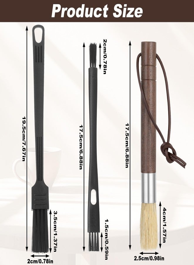 Quilax 3PCS Coffee Grinder Brush, Coffee Grinder Cleaning Brush With Walnut Wood Handle, Espresso Brushes Cleaner Tool for Barista Home Kitchen - Image 2
