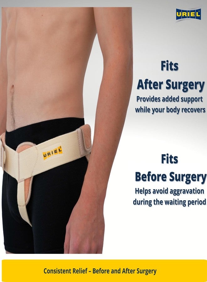 URIEL Left Side Hernia Belts for Men - Inguinal Hernia Belt for Men, Pre and Post Surgery Truss, Size Medium, Cream (35.3-39.5 Inches) - Image 5