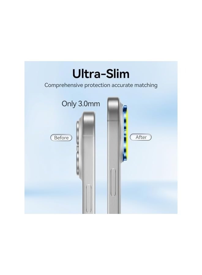 PROMASS (2 Pack) Camera Lens Protector for iPhone 16 and iPhone 16 Plus, Alloy Metal Camera Cover with Tempered Glass Screen Protector Accessories,Scratch Resistant,Easy to Install (Blue) - Image 3
