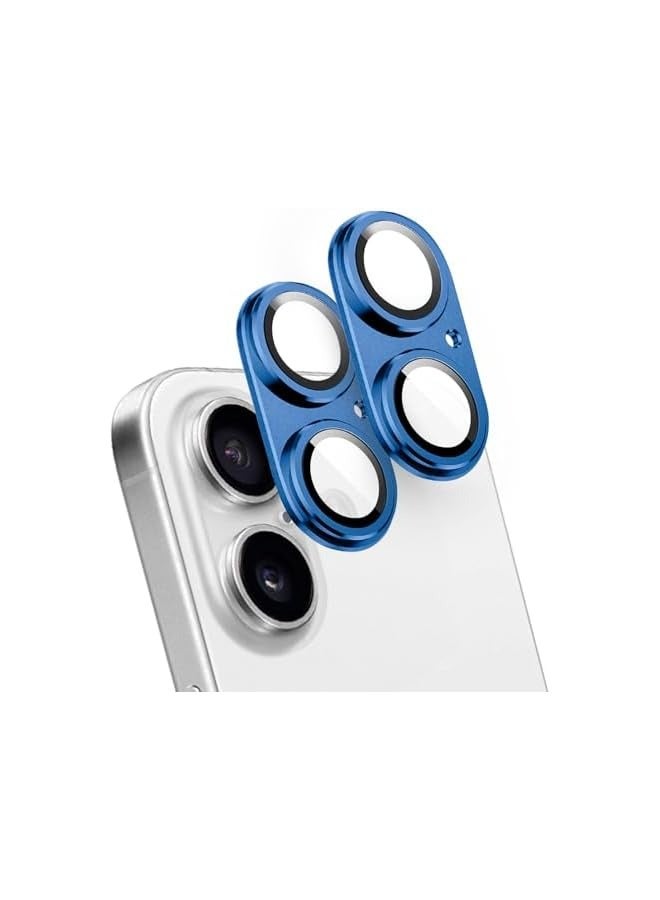 PROMASS (2 Pack) Camera Lens Protector for iPhone 16 and iPhone 16 Plus, Alloy Metal Camera Cover with Tempered Glass Screen Protector Accessories,Scratch Resistant,Easy to Install (Blue) - Image 1