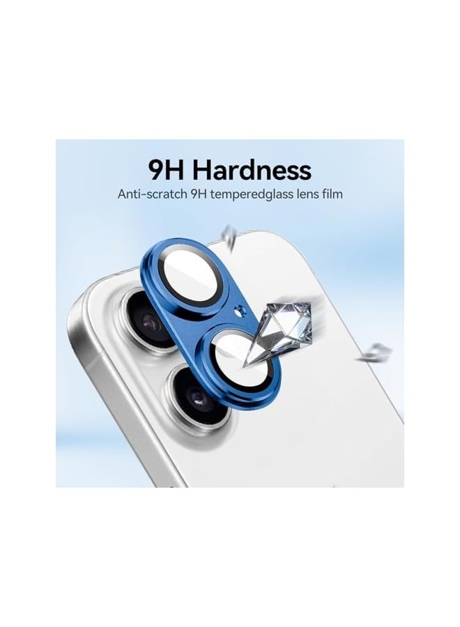 PROMASS (2 Pack) Camera Lens Protector for iPhone 16 and iPhone 16 Plus, Alloy Metal Camera Cover with Tempered Glass Screen Protector Accessories,Scratch Resistant,Easy to Install (Blue) - Image 4