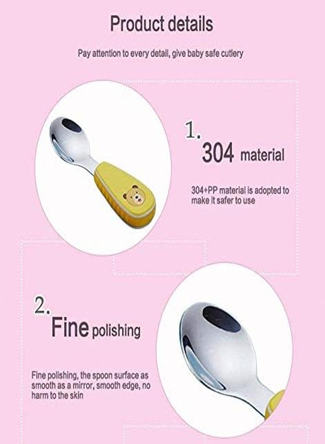 KAPO Stainless Steel Spoon & Fork Cutlery Set for Kids Boys Girls with Storage Carrying Case with Silicone Grip (Yellow) - Image 4